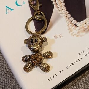 Keychain Gold colored pave adorable Monkey